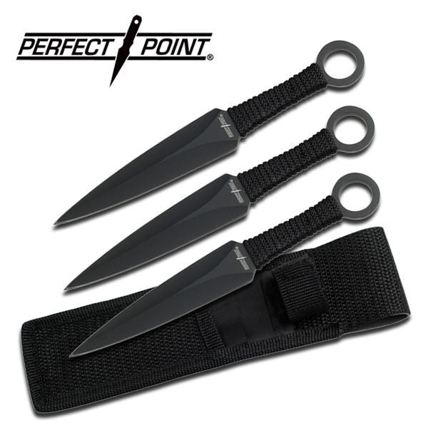 3 PC Kunai Throwing Knives Set - Black Cord Wrapped Handle - Tophatter's Army Products & Self Defense Collectible Weapons - Tophatter Daily Deals